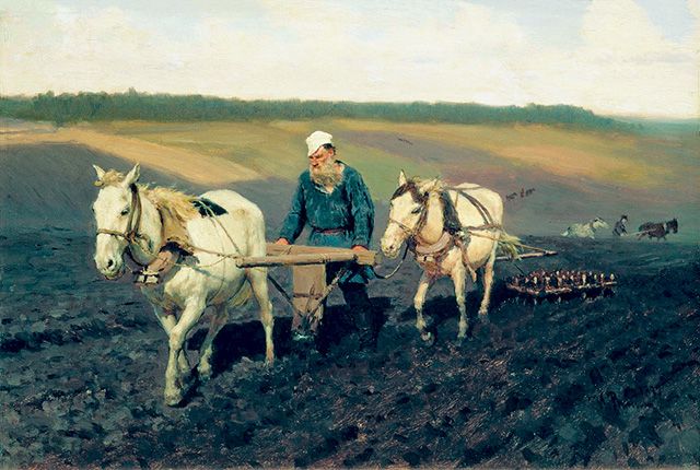 И. Репин. «Пахарь. Л.Н. Толстой на пашне». 1887